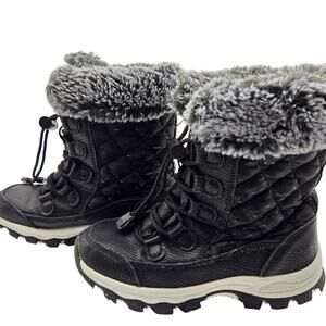 Hobibear 2 Girls Fur Insulated Water Resistant Lace Up Snow Boots Shoes Winter